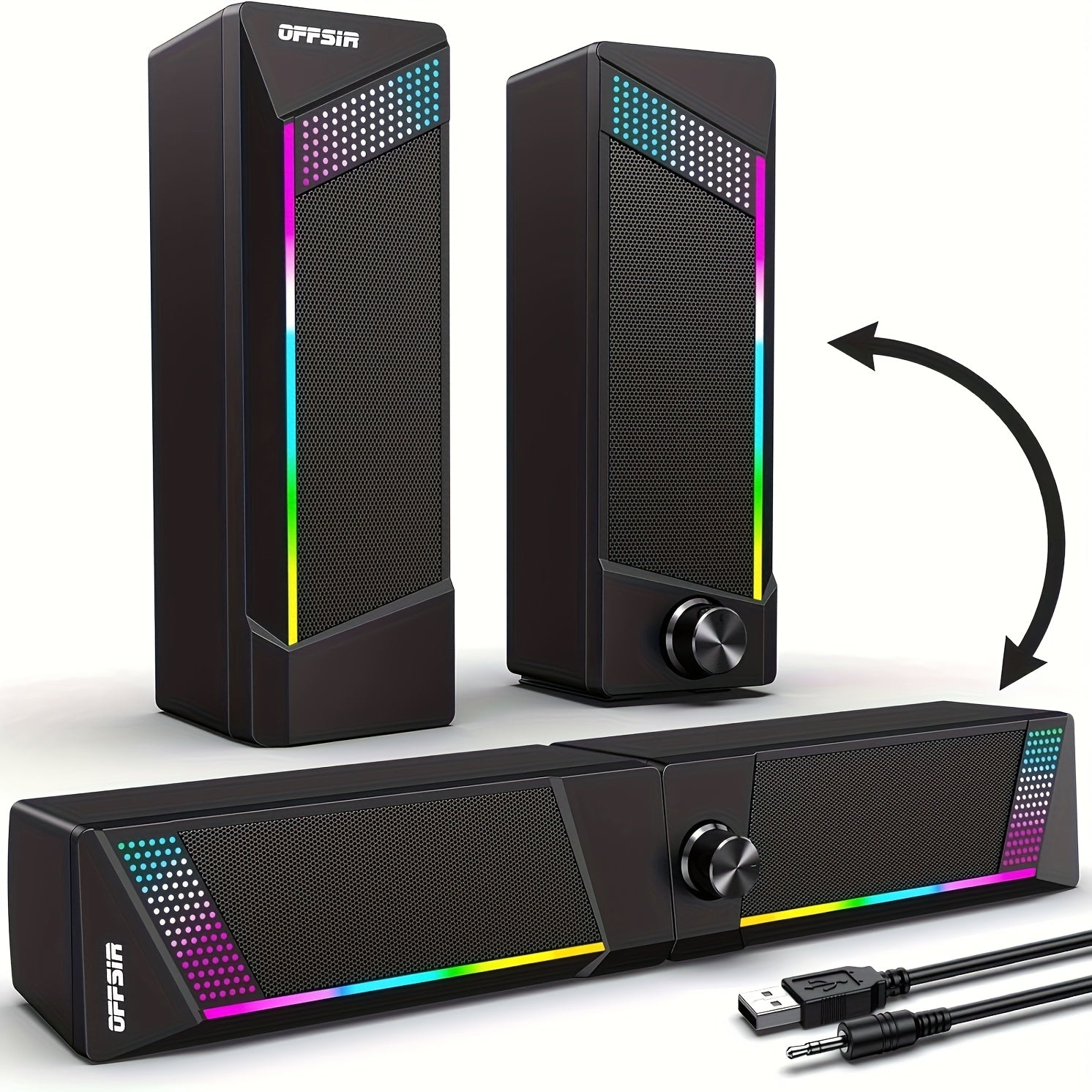 In 1 Computer Speakers, Wired PC Soundbar, Gaming Speakers