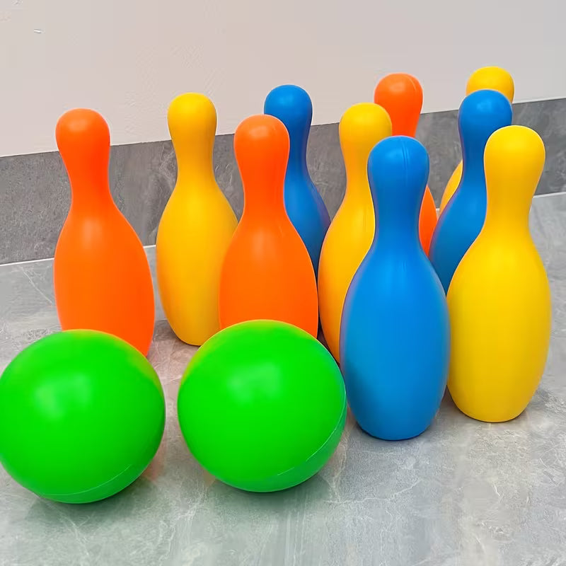 Large Bowling Toy Set with 10 Bottles and 2 Balls