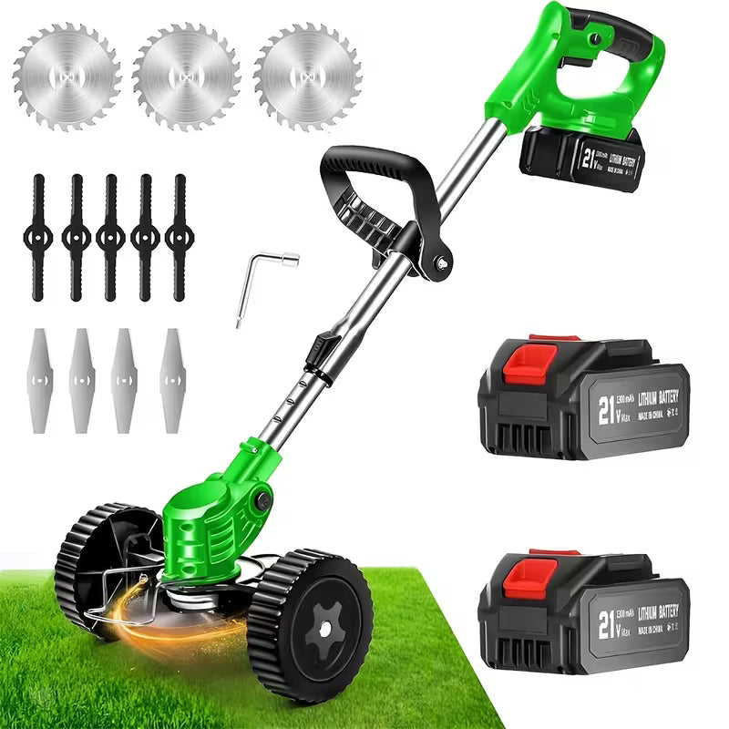 Lightweight Cordless Electric Lawn Mower, Multi-function Garden Weeder String Trimmer With Cutting