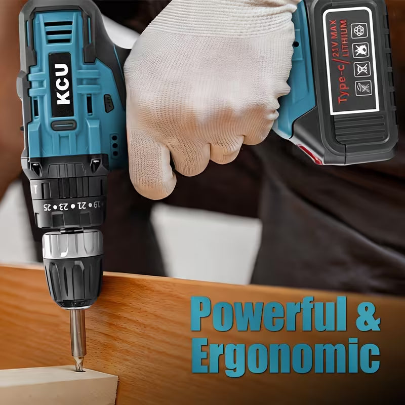 21V Electric Drill Set/67pcs, Type-C Charging Port