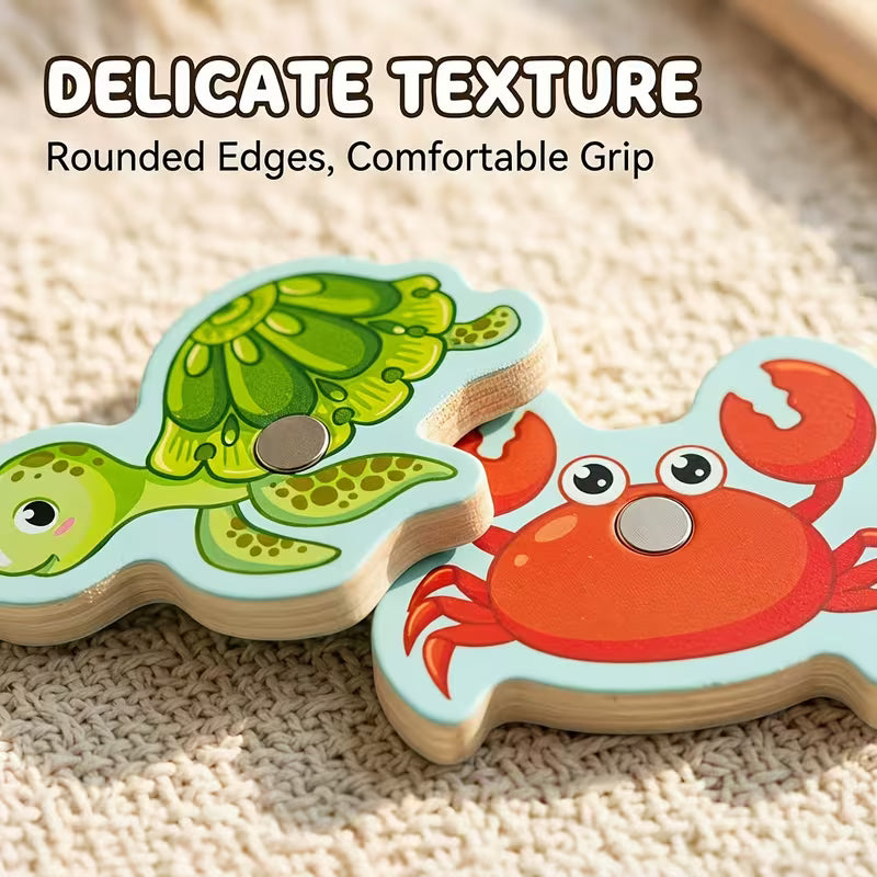 Party Games and Activities: Magnetic Wooden Fishing Game Toy