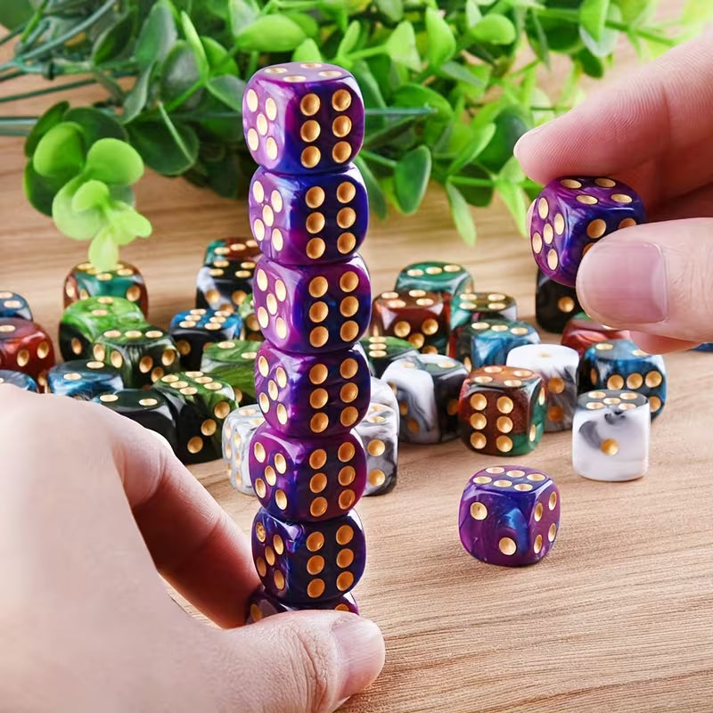 50-Piece 6 Sided Game Dice Set 5 Two Tone Colors Dice
