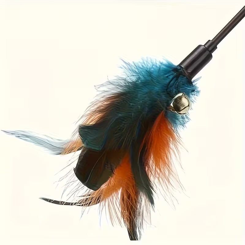 10pcs Cat Feather Stick Toy Set, Plastic, Random Color