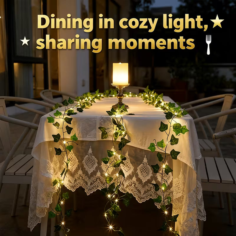 Battery-Powered Ivy String Lights - Realistic Green Leaf Design, Suitable for Indoor Christmas
