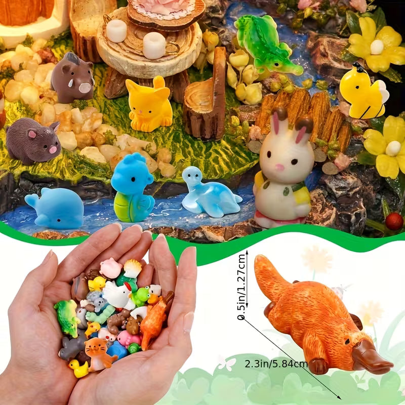 42pcs Mini Resin Animals 42 Styles Resin Animals Figurines Bulk for Fairy Garden Miniature