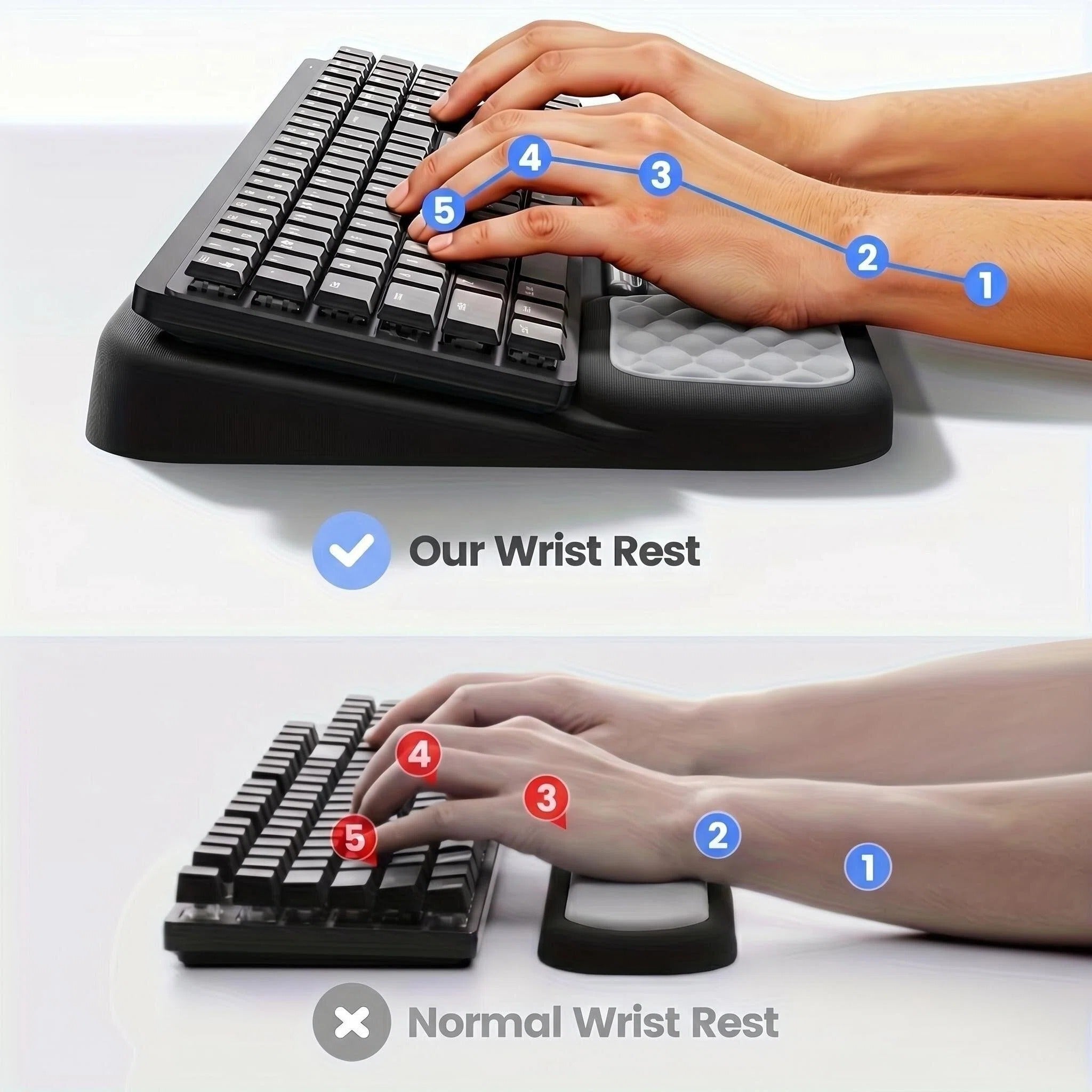 2-in-1 Integrated Keyboard Wrist Rest Set, Ergonomic Keyboard and Mouse