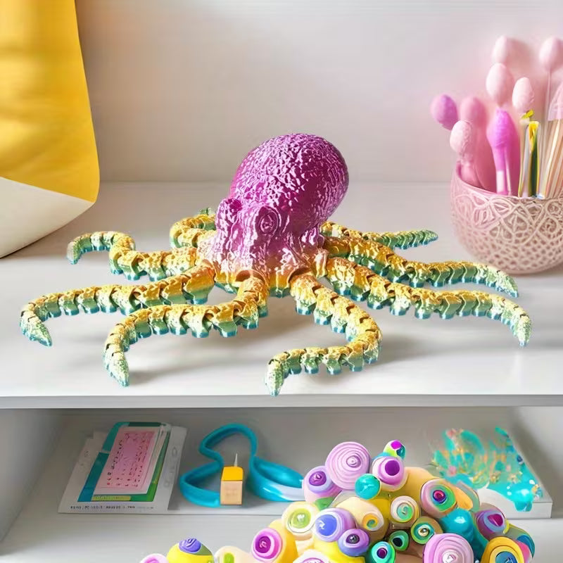 1Pc/2-Piece 3D Printed Movable Joint Octopus & Squid Ornaments Glass