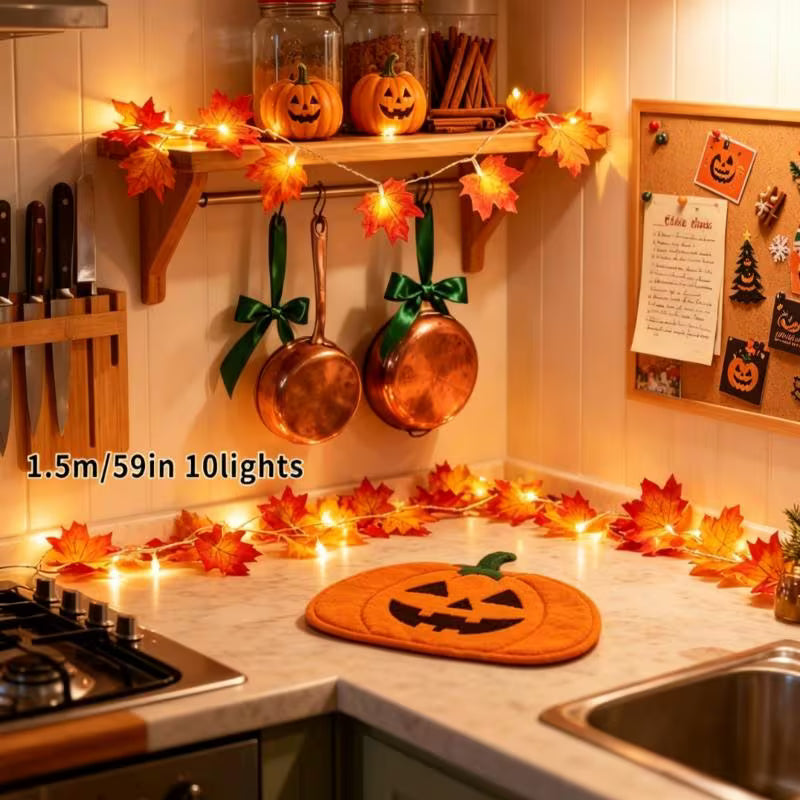 Maple Leaf Light Strings in 59in/236in Available - Battery-operated(batteries Not Included)