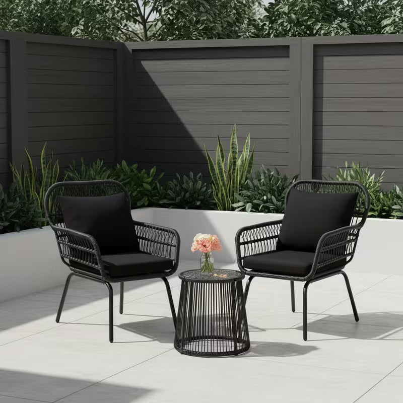3pcs Patio Rattan Bistro Conversation Set
