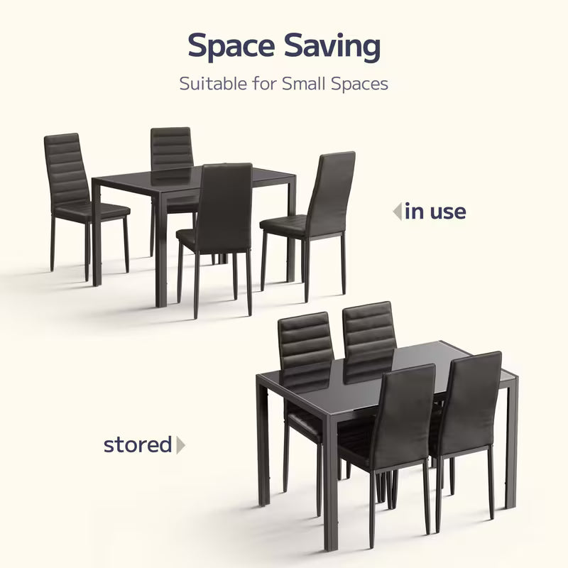 Asofer 5 - Piece Glass Top Dining Set, Glass