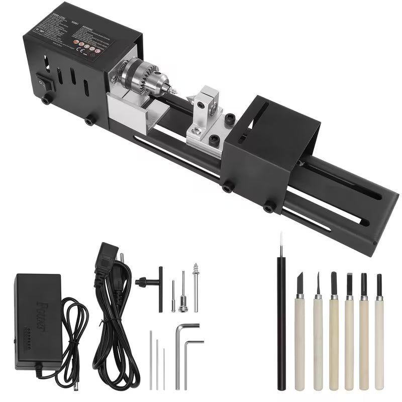 Electric Wood Lathe, Lathe Grinder, Suitable for DIY Woodworking And Wood Drilling Rotary Tools