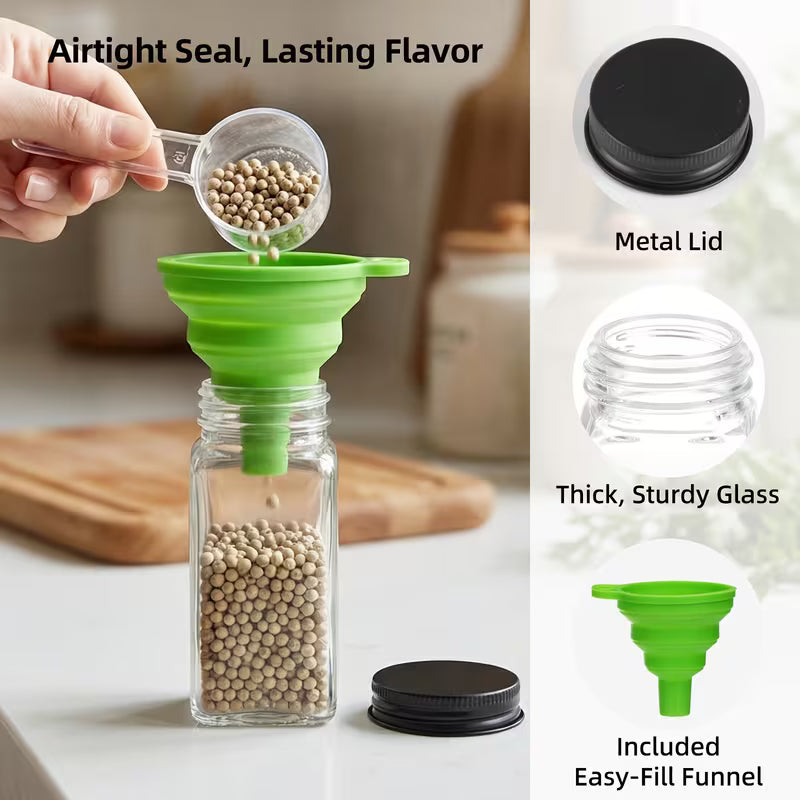 TOMNK 24pcs Metal Cap Sealed Jars, Food Storage Set, Metal