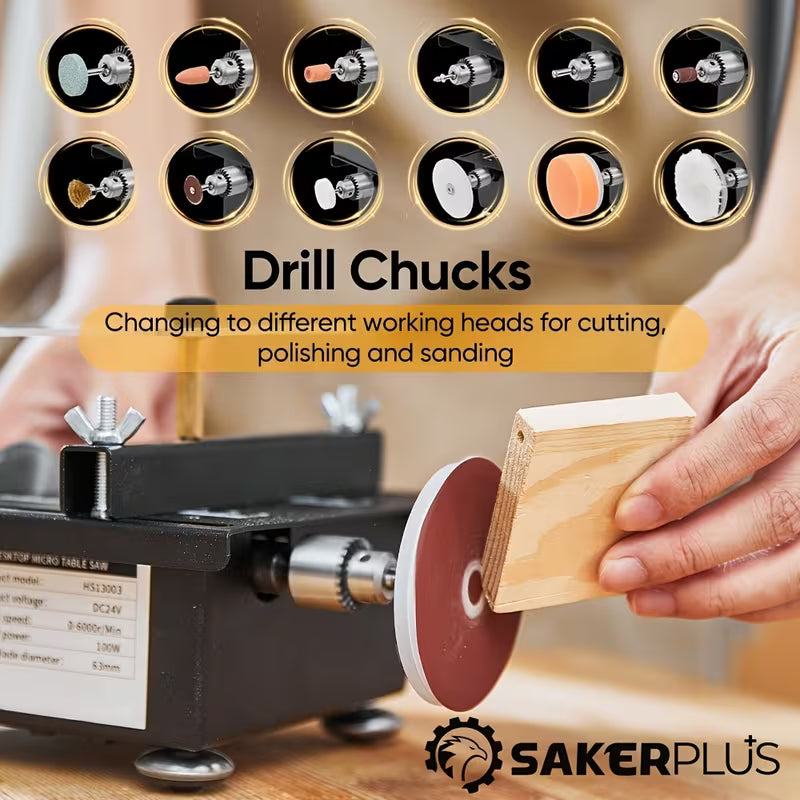 SakerPlus Mini Table Saw, 120pcs Multifunctional Portable All-in-one Machine, Cutting, Sanding