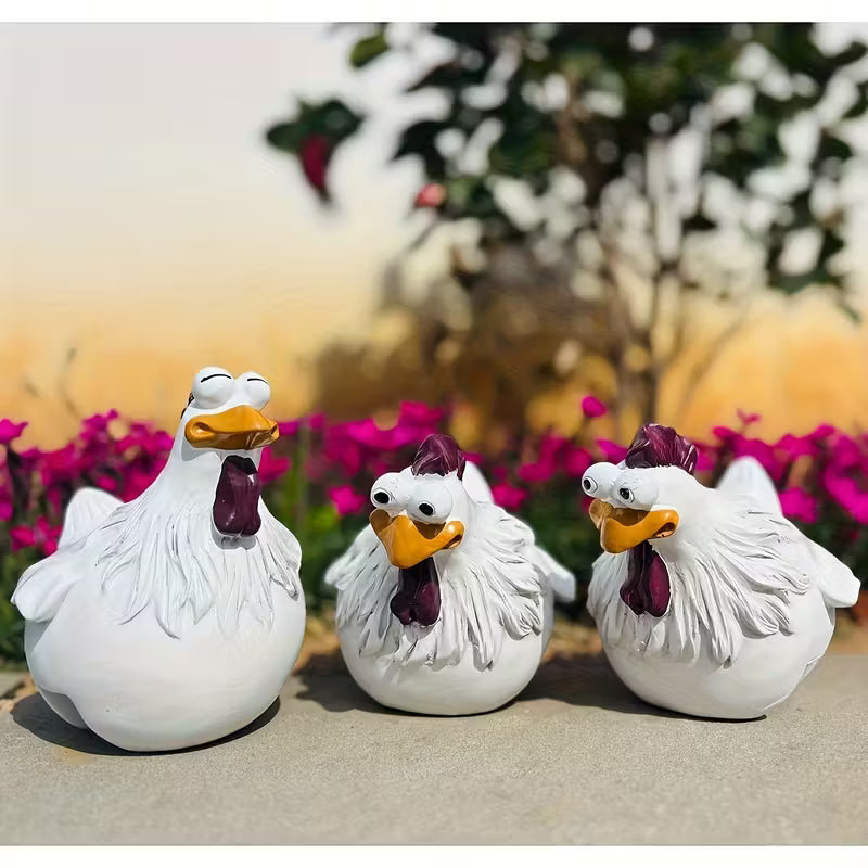 Resin Chicken Ornament Is Based on an Adorable Set, Resin, White