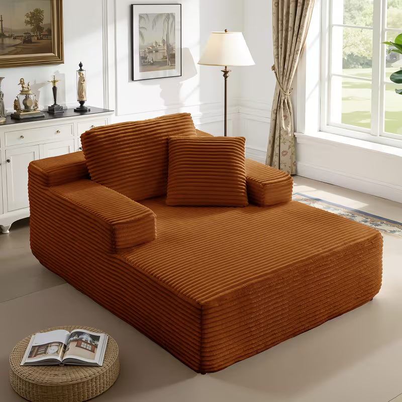 51-Inch Oversized Boneless Lounge Chaise Recliner - Corduroy Sofa with Pillows And Armrests