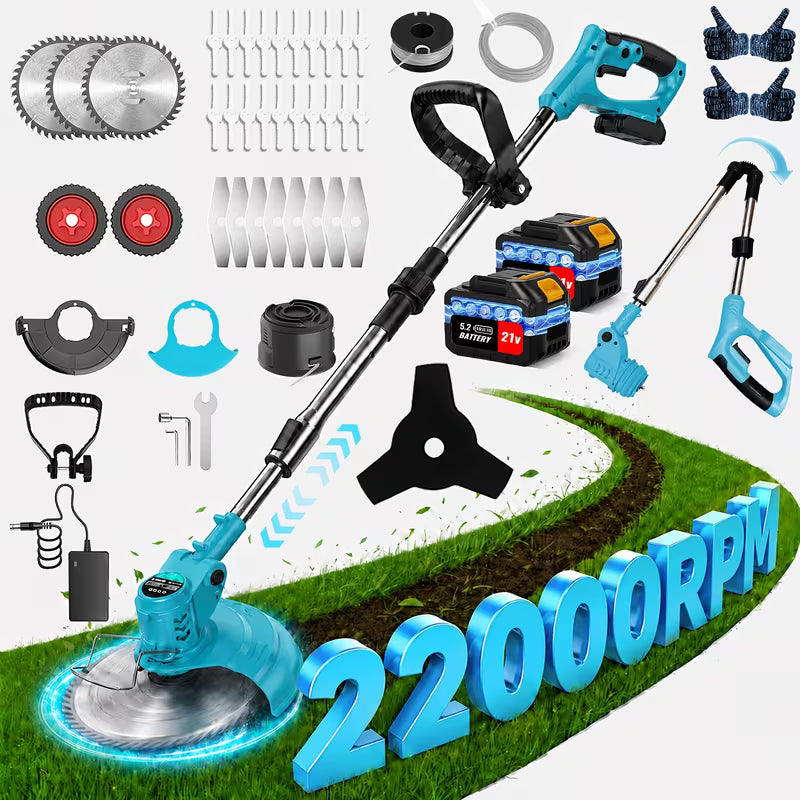 5200mAh Portable Electric Weed Trimmer Cordless Lawn Mower