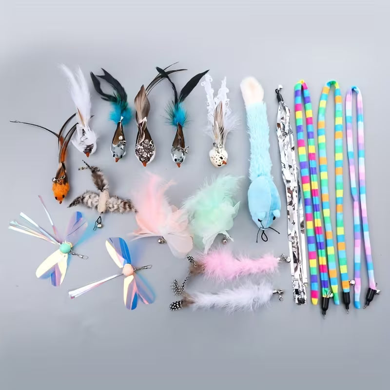 Large Collection Of Cat Toys, Cat Sticks, Replacement Heads, Interactive