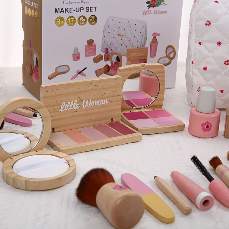 Wooden Simulation Pretend Play Makeup Bag Set