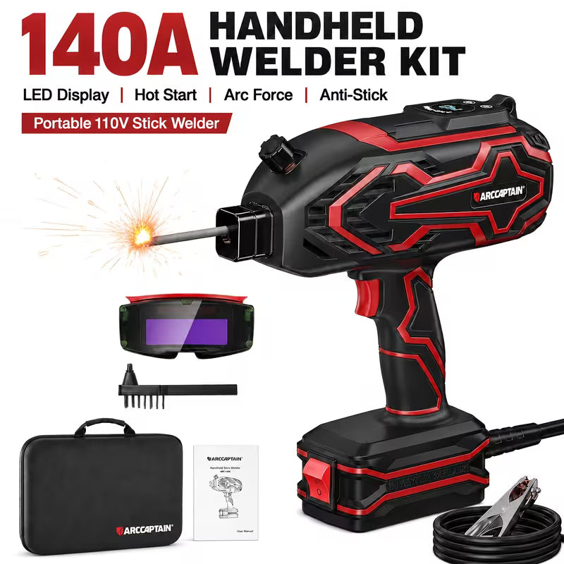 ARCCAPTAIN 140A Handheld Stick Welder, 110V Portable ARC Welding Machine with LED Display