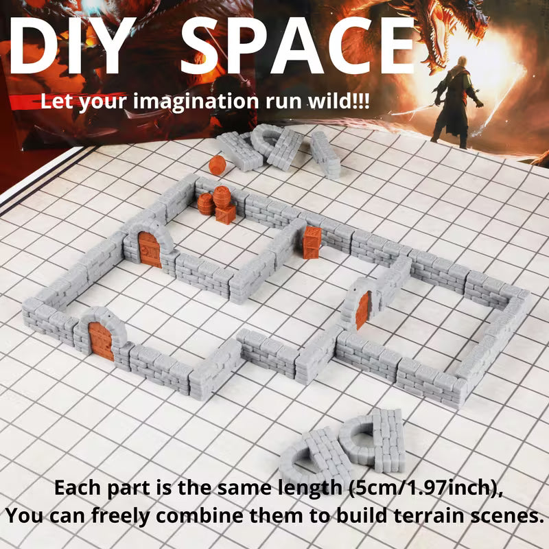 Dungeon Walls 28mm Miniature RPG Terrain Modular System RPG Terrain