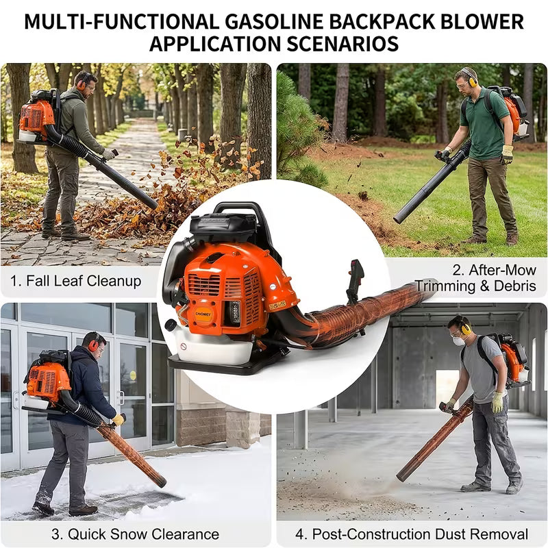 63/80cc Gasoline-Powered Backpack Blower: A High-performance