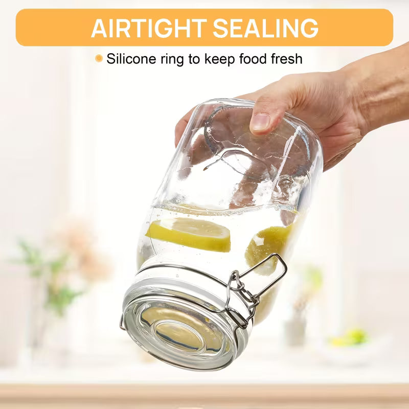 50Oz Airtight Glass Jars with Lids, 3pcs Food Storage Canisters for Kitchen And Pantry Organization