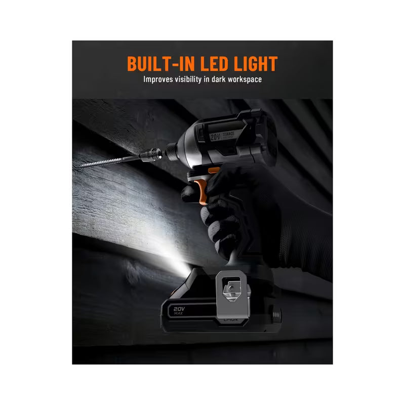 20V Brushless Impact Driver, 1/4" Hex Cordless Driver Kit with Over 1, 770 In-Lbs Torque