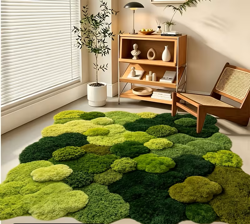 2D Flat Creative Mat, Green Moss Decorative Wall Multi-Specification Irregular Shaped Mat