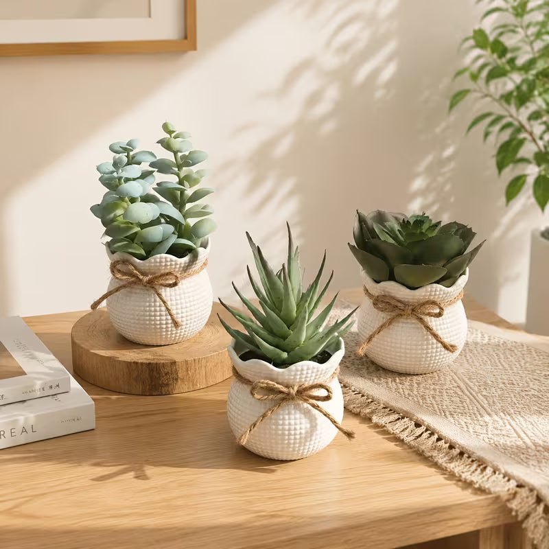 3pcs Mini Artificial Plant Bonsai Succulent Desktop Small Potted Plant, Suitable for Home