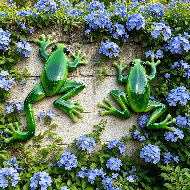 Wrought Iron Wall Decor, Metal Frog Statue Wall Set, Metal