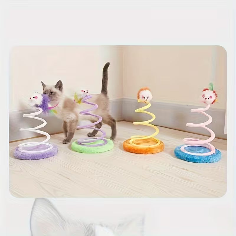 Kitten Spring Toy Colorful Mouse Cat Toy Plush Set