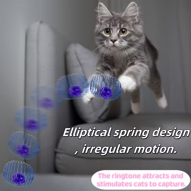 3pcs/6pcs Random Color Cat Toy - Spherical Spring Cat Toy Set, Random Color
