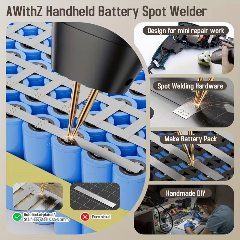 Battery Spot Welder, AWithZ Handheld Spot Welder 11 Gear Adjustable