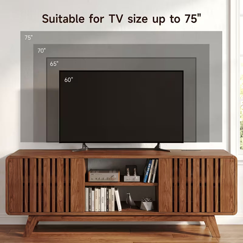 Mid Century Modern TV Stand with Charging Station for 75/70/65/60 Inch TV