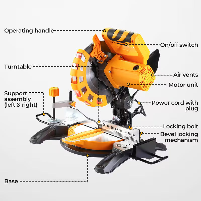 DEKOPRO Corded Miter Saw with Ring Spanner