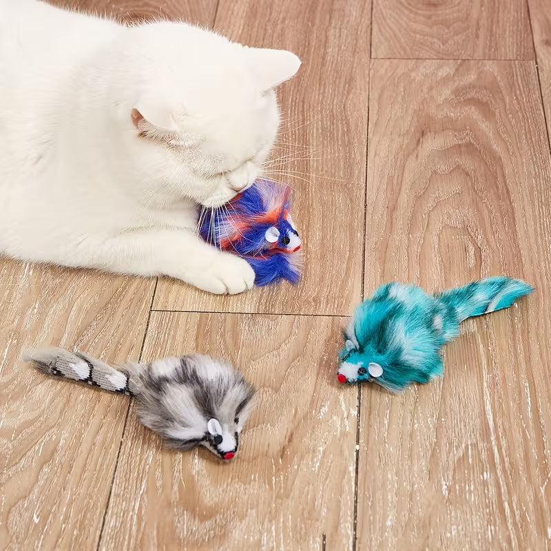 Colors Cat Toys Mouse, Colorful Simulation Plush Chew Toy, Cat Set