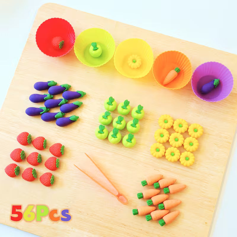 Set of 56-Piece for Sorting and Counting Vegetables