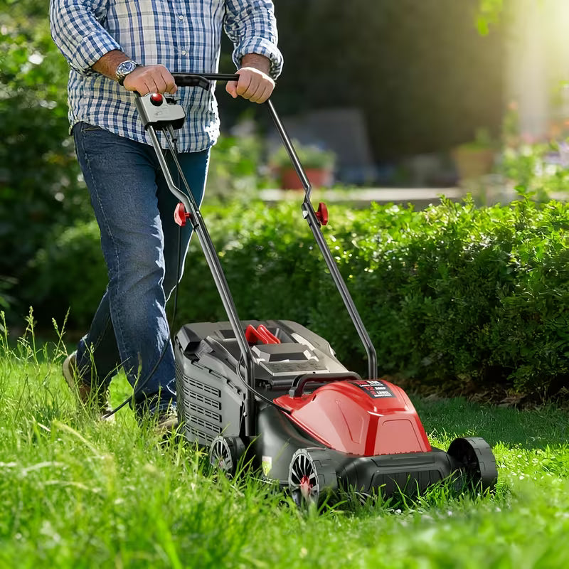 14-Inch 120V Electric Lawn Mower, 1050W Corded Yard Power Rake Tool Machine for Grass Thatch