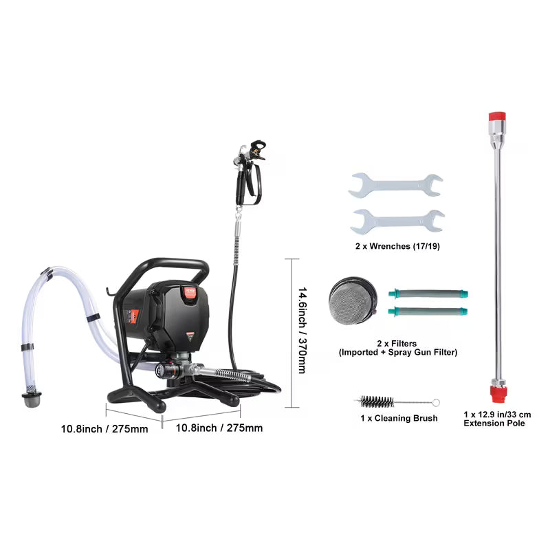 VEVOR Stand Airless Paint Sprayer, 3000PSI 750W Efficient Electric Airless Sprayer