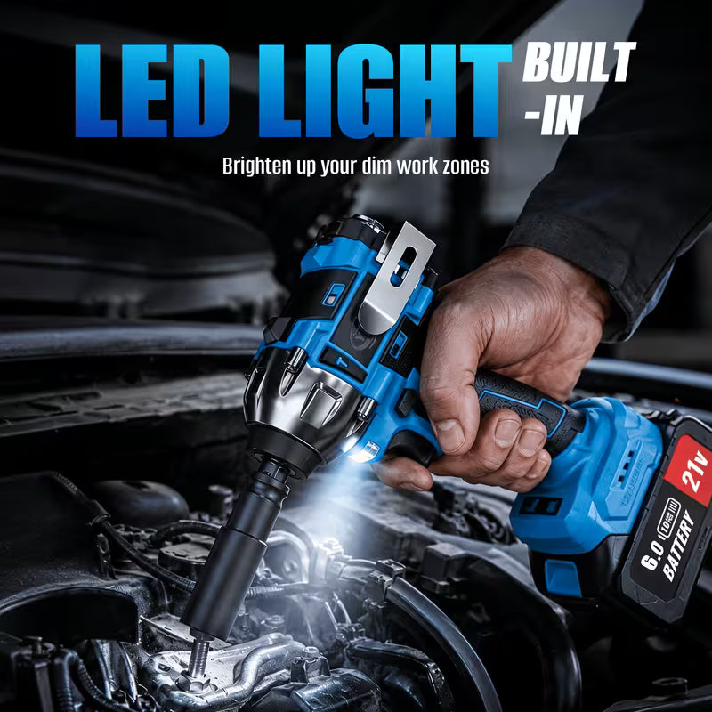 6000Mah Cordless Impact Wrench High Torque, 6000Mah Battery, Fast Charger