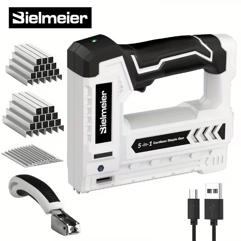 Bielmeier 4V Cordless 5-in-1 Stapler/Nailer Kit, Type-C Rechargeable Stapler