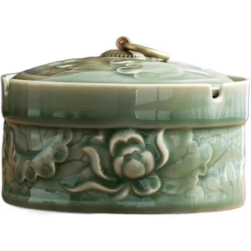 with Lid Table Top Glazed Color Ash Tray Handmade Dragon Pattern Decorative Office Ashtrays