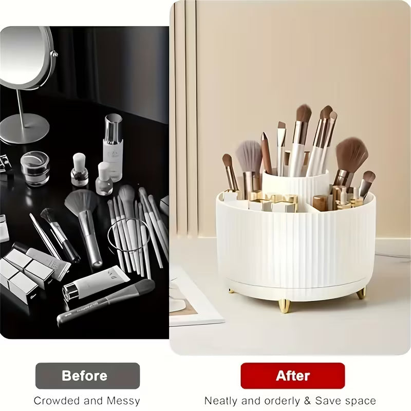 360° Rotating Makeup Organizer - 1pc Plastic Cosmetic Set, Plastic