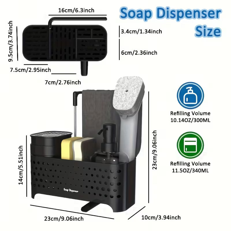 A Kitchen Hand and Dish Soap Dispenser Set, a Dual - Purpose Soap Dispenser with a Sponge Rack