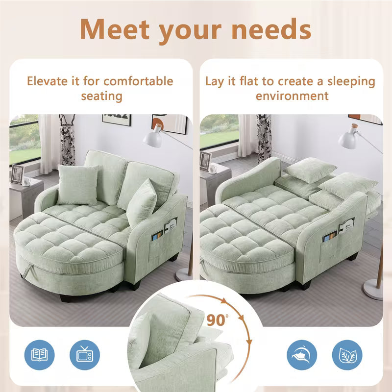 Double Sofa, Double Sofa Chaise Longue, Irregular Armrests And Backrests