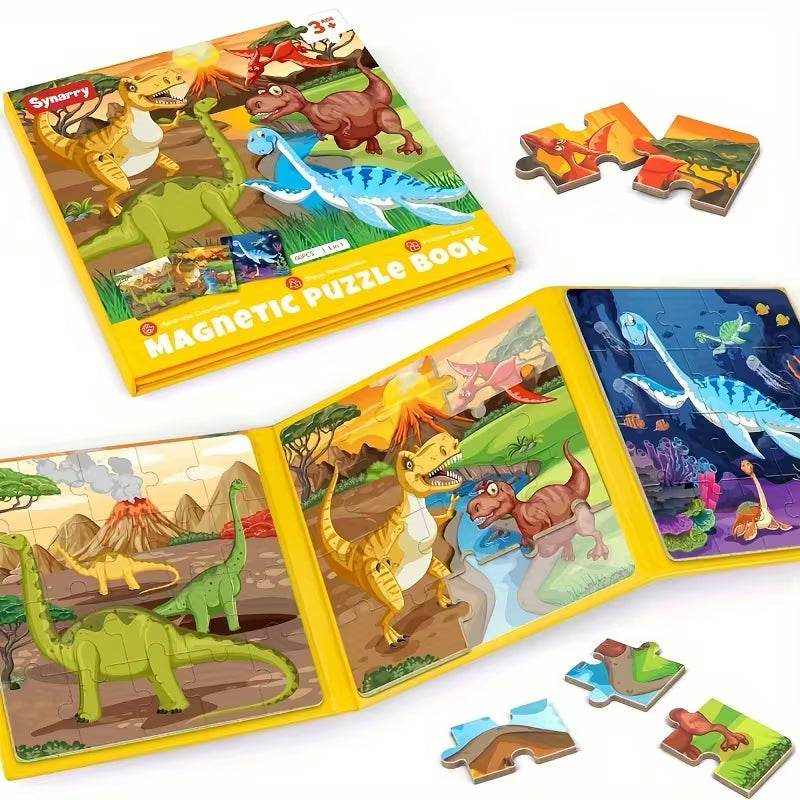SYNARRY Magnetic Dinosaur Puzzles for Kids Ages 3+years Old