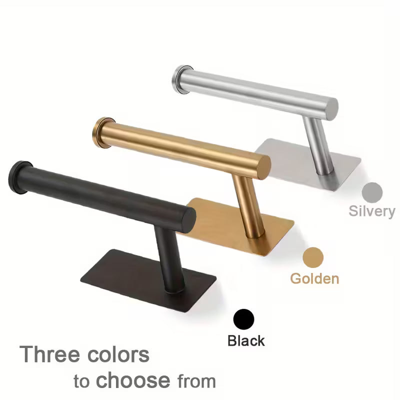 Stainless Steel Square Tissue Holder, No-Drill Wall Mount Set, Plastic