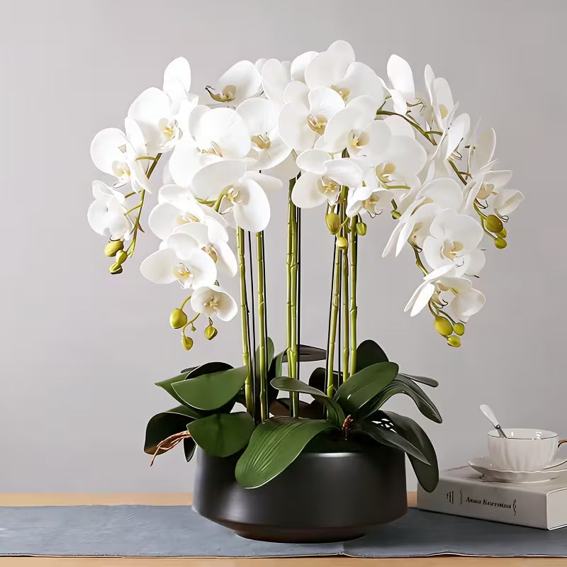 4pcs Set (Total 36 Flowers), 27.95-Inch Artificial Phalaenopsis Orchid: Maintenance-Free Long