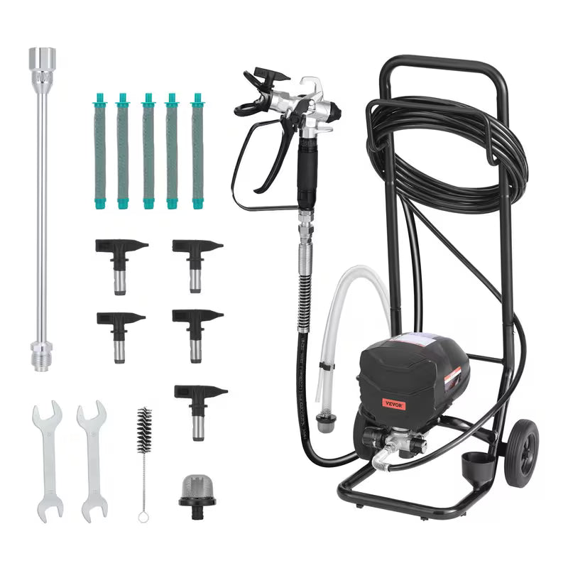 VEVOR Stand Airless Paint Sprayer, 650W/900W, 3000PSI High Pressure Airless Sprayer with Cart