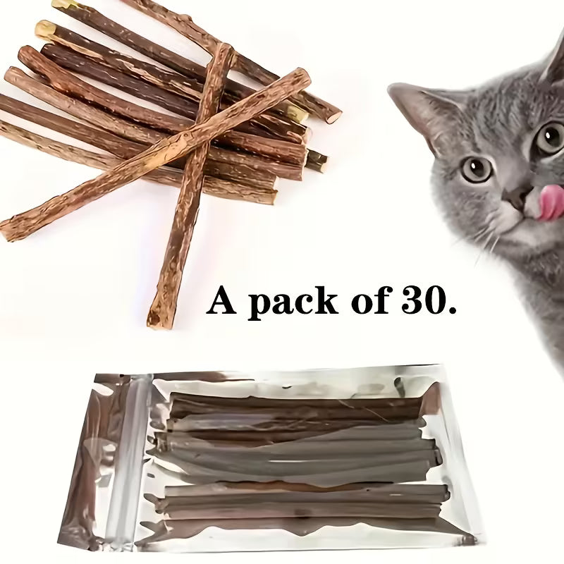 30pcs Set Cat Biting Toy - Natural Wood, Wood